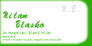 milan blasko business card